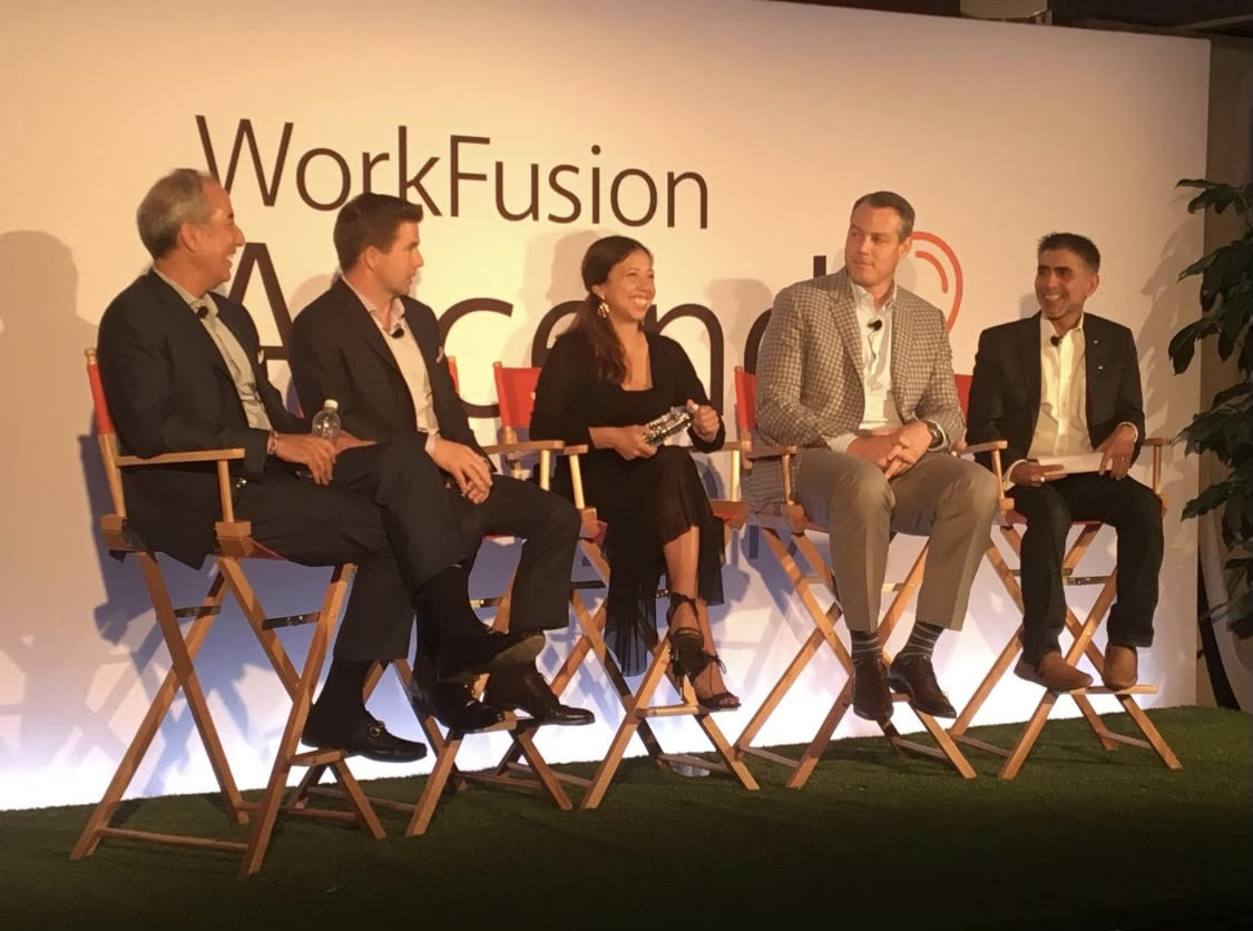 Anne Brensley speaking at WorkFusion professional conference panel